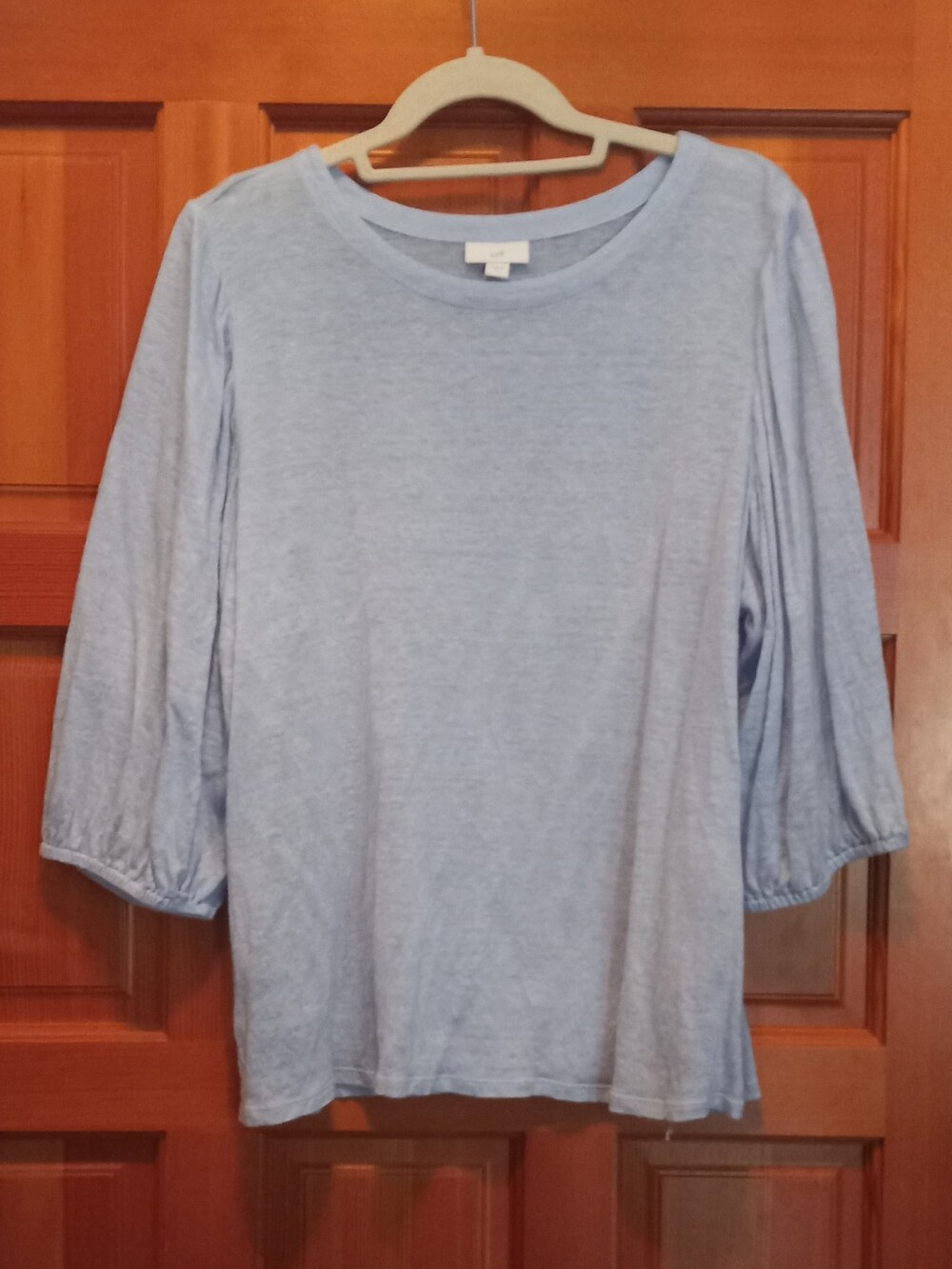 J. Jill Pale Blue Three-Quarter Sleeve Crewneck Top